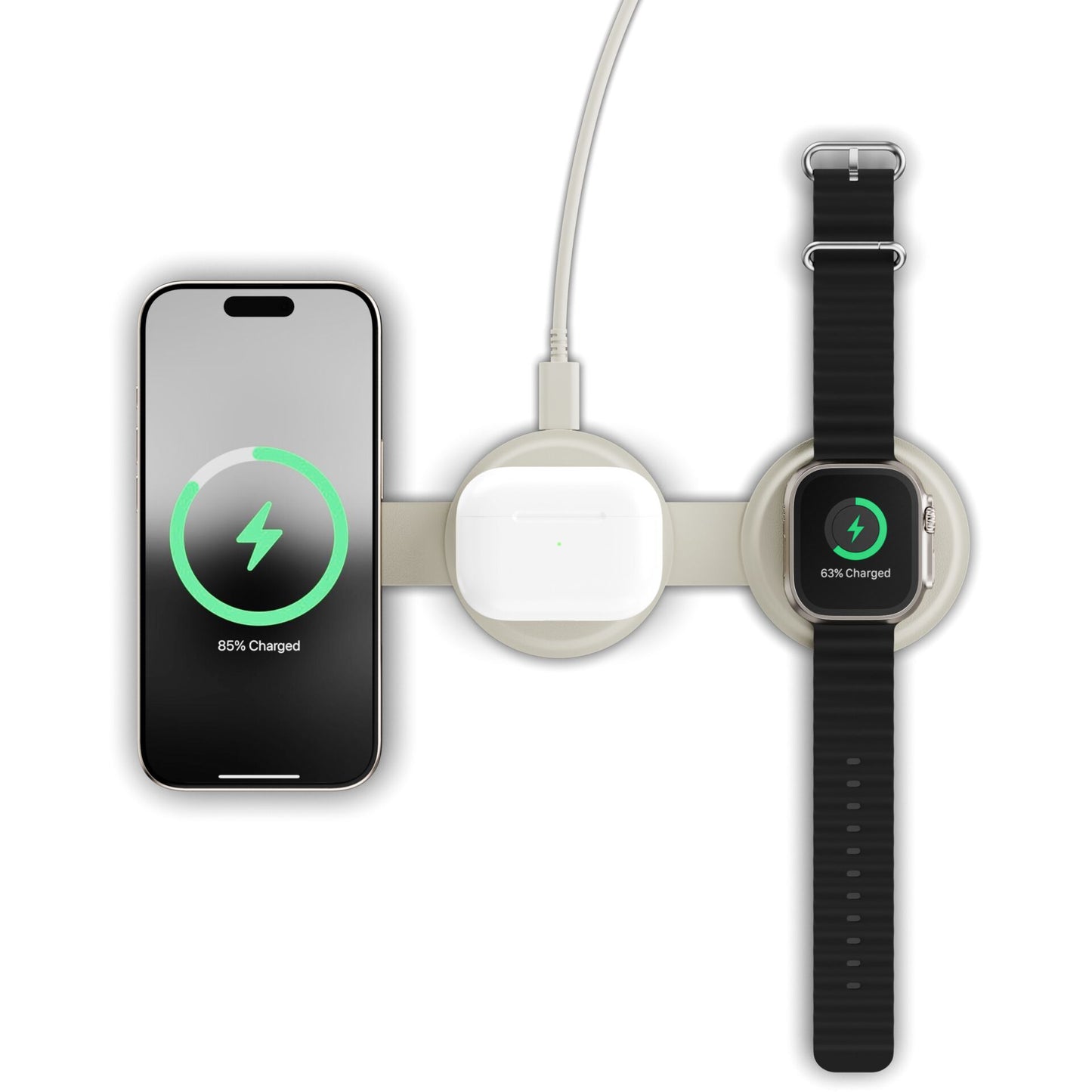 Satechi OntheGo 3-in-1 Wireless Charger Sand