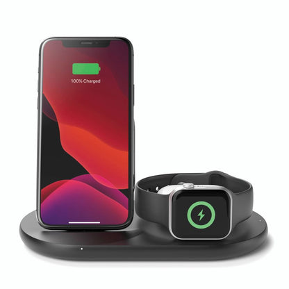 Belkin BoostCharge 3-in-1 Kabellose Ladestation - Für iPhone + Apple Watch + Airpods, schwarz