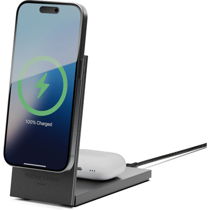 Native Union Rise 2-in-1 Qi2 Magnetic Wireless Charger Black