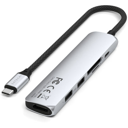Satechi USB-C 6-in-1 Slim Multiport Adapter 4K Silver