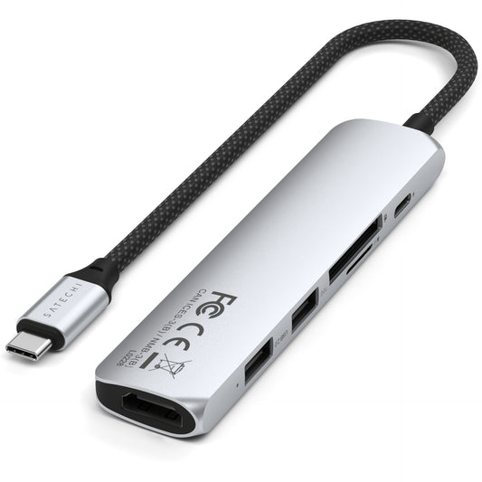 Satechi USB-C 6-in-1 Slim Multiport Adapter 4K Silver