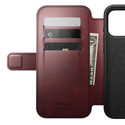 Nomad Modern Leather Folio iPhone 17 Pro Max Burgundy Horween