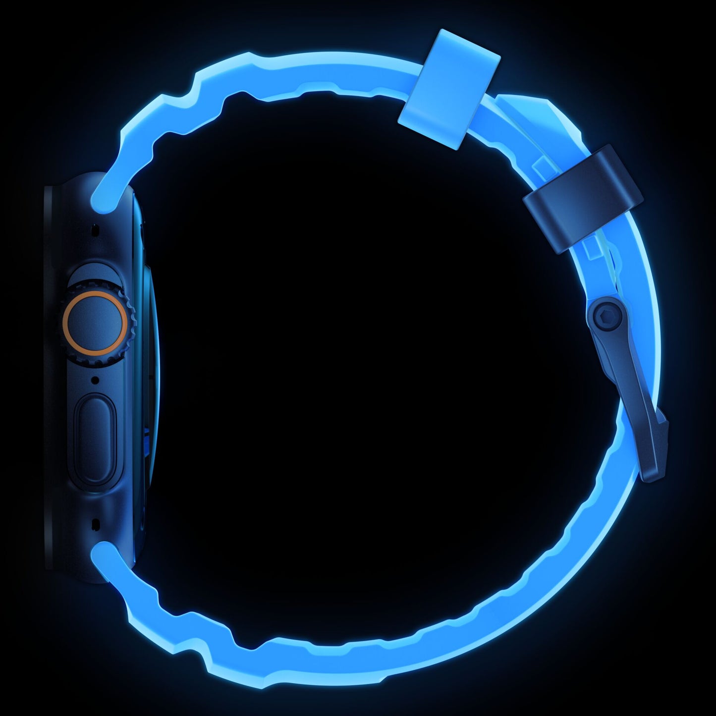 Nomad Rocky Point Band 46/49mm Icy Blue Glow Connector Black