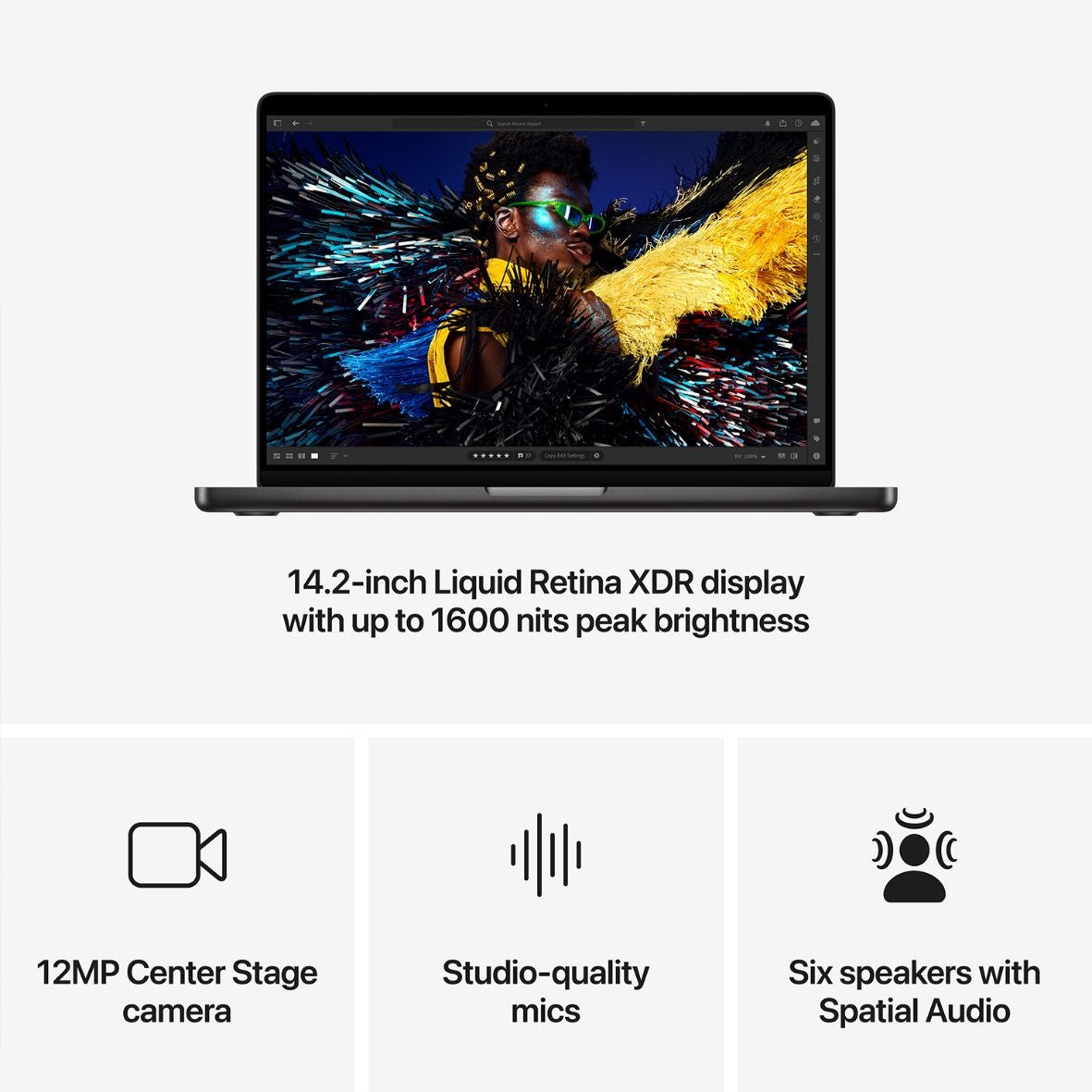 MacBook Pro 14" mit M4 Chip, 10-Core CPU und 10-Core GPU, 16GB, 1TB SSD, space schwarz