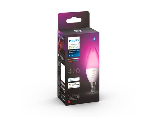 Philips Hue White & Color Ambiance, smarte LED Lampe B39 E14 Einzelpack