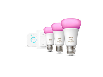 Philips Hue White & Col. Amb. E27 3er Starter Set inkl. DimmerSwitch 75W