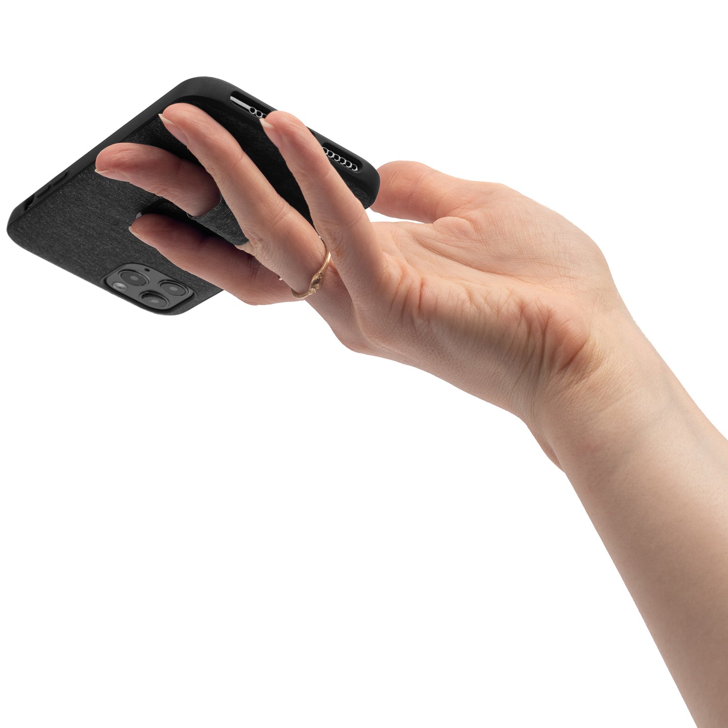 Smartphone-Hülle mit Magnetsystem und Fingerschlaufe für iPhone 14 Pro Max - Charcoal