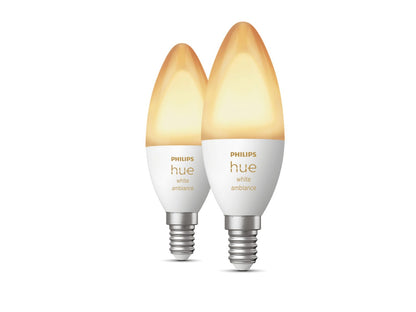 Philips Hue White Ambiance E14, smarte LED Lampe, Doppelpack