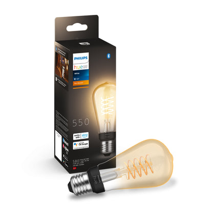 Philips Hue E27 White Filament Lampe, ST64 550lm