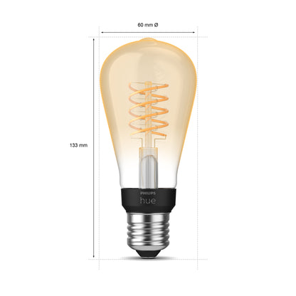 Philips Hue E27 White Filament Lampe, ST64 550lm