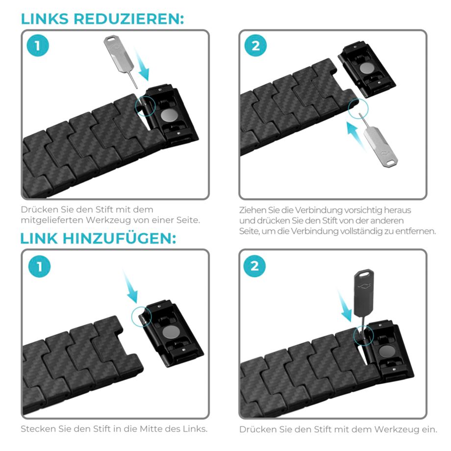 Pitaka Carbon Fiber Link Bracelet Modern Band 42/44/45/49mm