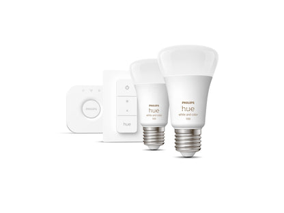 Philips Hue White & Col. Amb. E27 2er Starter Set 2x806lm Bluetooth, Dimmschalter