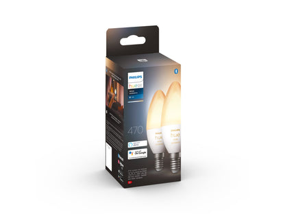 Philips Hue White Ambiance E14, smarte LED Lampe, Doppelpack