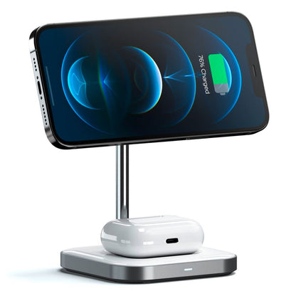 Satechi Magnetic 2-in-1 Wireless Charging Stand space gray