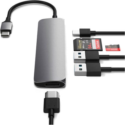 Satechi Type-C USB Passthrough HDMI Hub V2 space gray