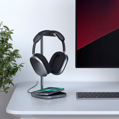 Satechi 2in1 Headphone Stand with Wireless Charger Space Gray