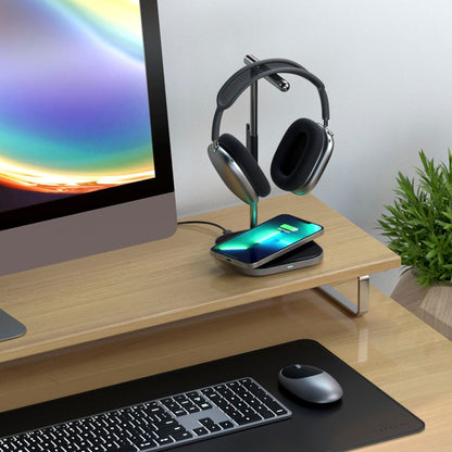 Satechi 2in1 Headphone Stand with Wireless Charger Space Gray